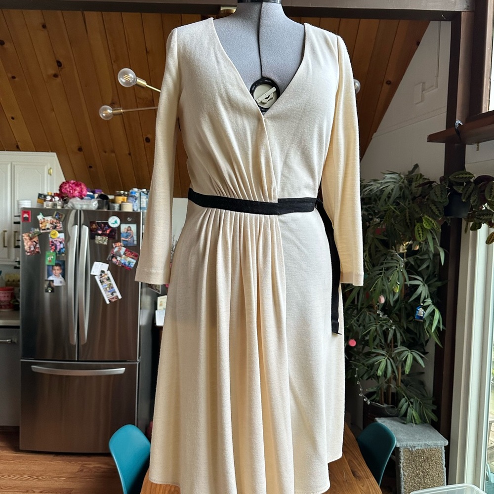 Diane von Furstenberg Cream Wrap Dress with Black Accents